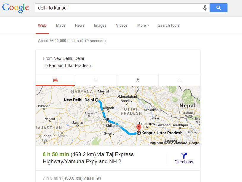 С помощью Google вы можете узнать расстояние и время в пути между городами или странами