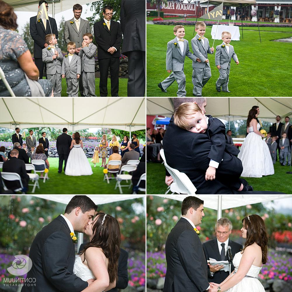 White tent wedding ceremony at