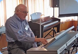 Brian Teviotdale gave his debut performance at the Club on his lovely Technics KN7000 keyboard with midi pedals connected. Photo courtesy of Dennis Lyons.