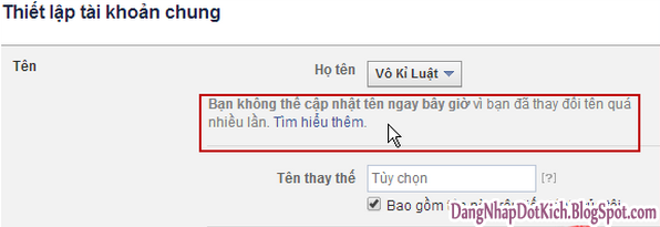 đổi tên facebook khi quá lần cho phép