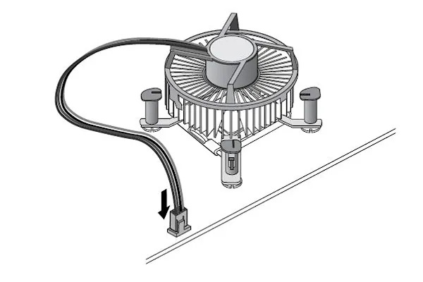 memasang kabel fan processor