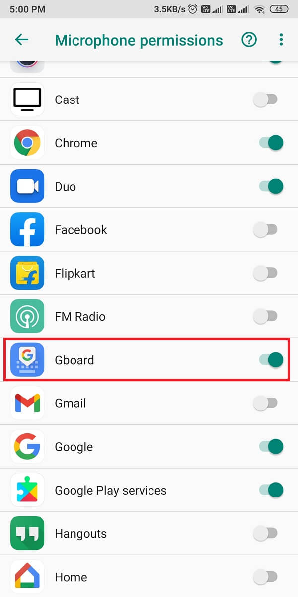 assicurati che l'interruttore sia attivo per "Gboard".  |  Risolto il problema con l'Assistente Google che non funziona su Android