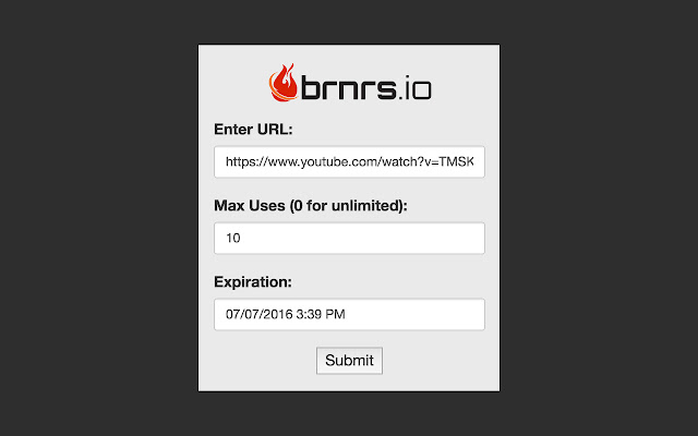 brnrs - Create private, temporary URLs chrome extension