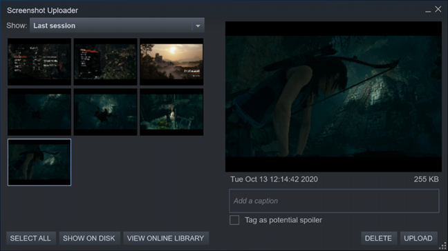 โปรแกรมอัปโหลดภาพหน้าจอ Steam