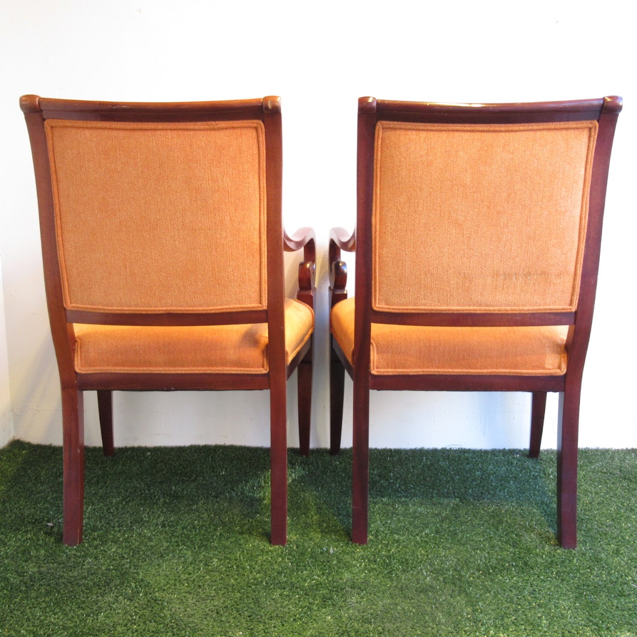 Scroll-Arm Chair Pair