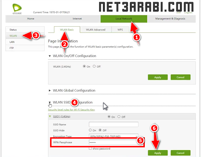 تغيير باسورد راوتر اتصالات Etisalat