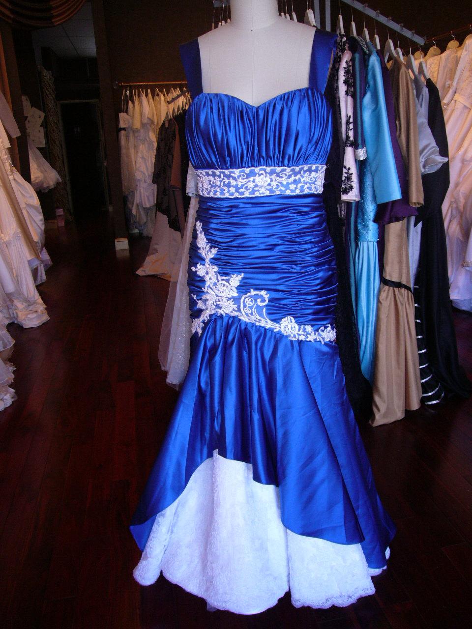 Blue and White Wedding Dress