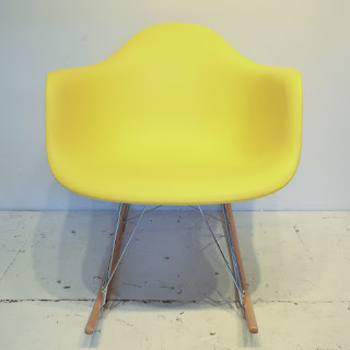 Eames-Style Yellow Rocking Chair