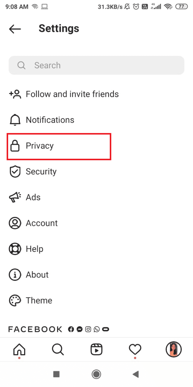 Выберите параметр Конфиденциальность |  Как увидеть последнее посещение в Instagram