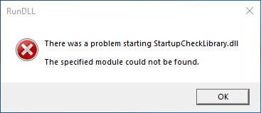 Falta StartupCheckLibrary.dll error