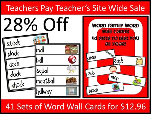 Teachers Pay Teacher’s Site Wide Sale - Word Wall Card Year Long Set