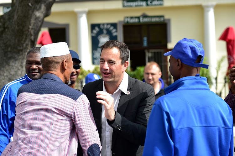 MATTER OF INTEREST: DA leader John Steenhuisen outside the Port Elizabeth High Court, where the matter of former Nelson Mandela Bay mayor Mongameli Bobani and acting city boss Nobuntu Mpongwana asking for reinstatement was heard on Friday