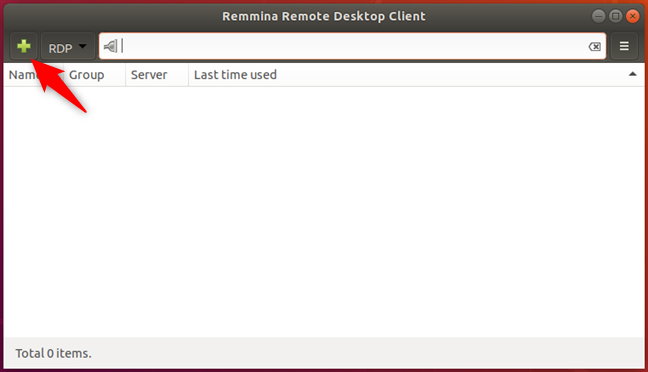 Crea una nuova connessione in Remmina Remote Desktop Client