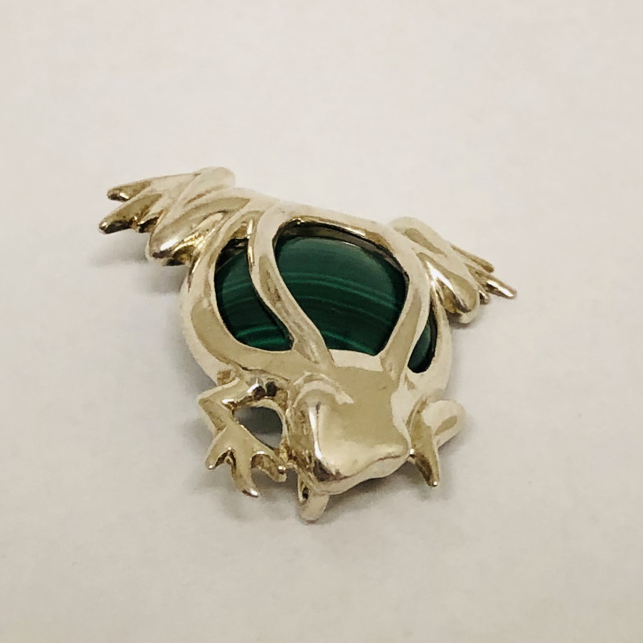 Sterling Silver and Malachite Frog Brooch/Pendant