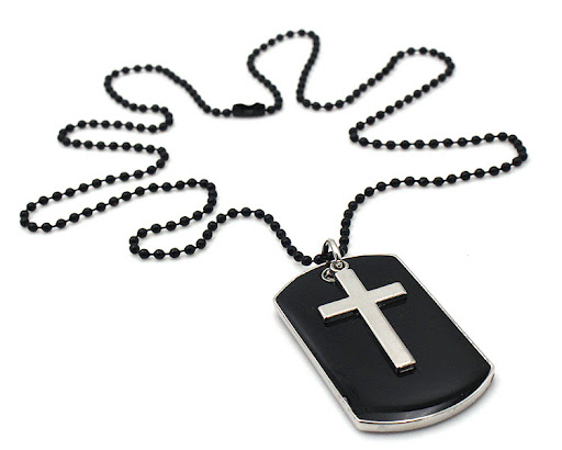 Title 7, Black tag ring Bullet cross sweater chain