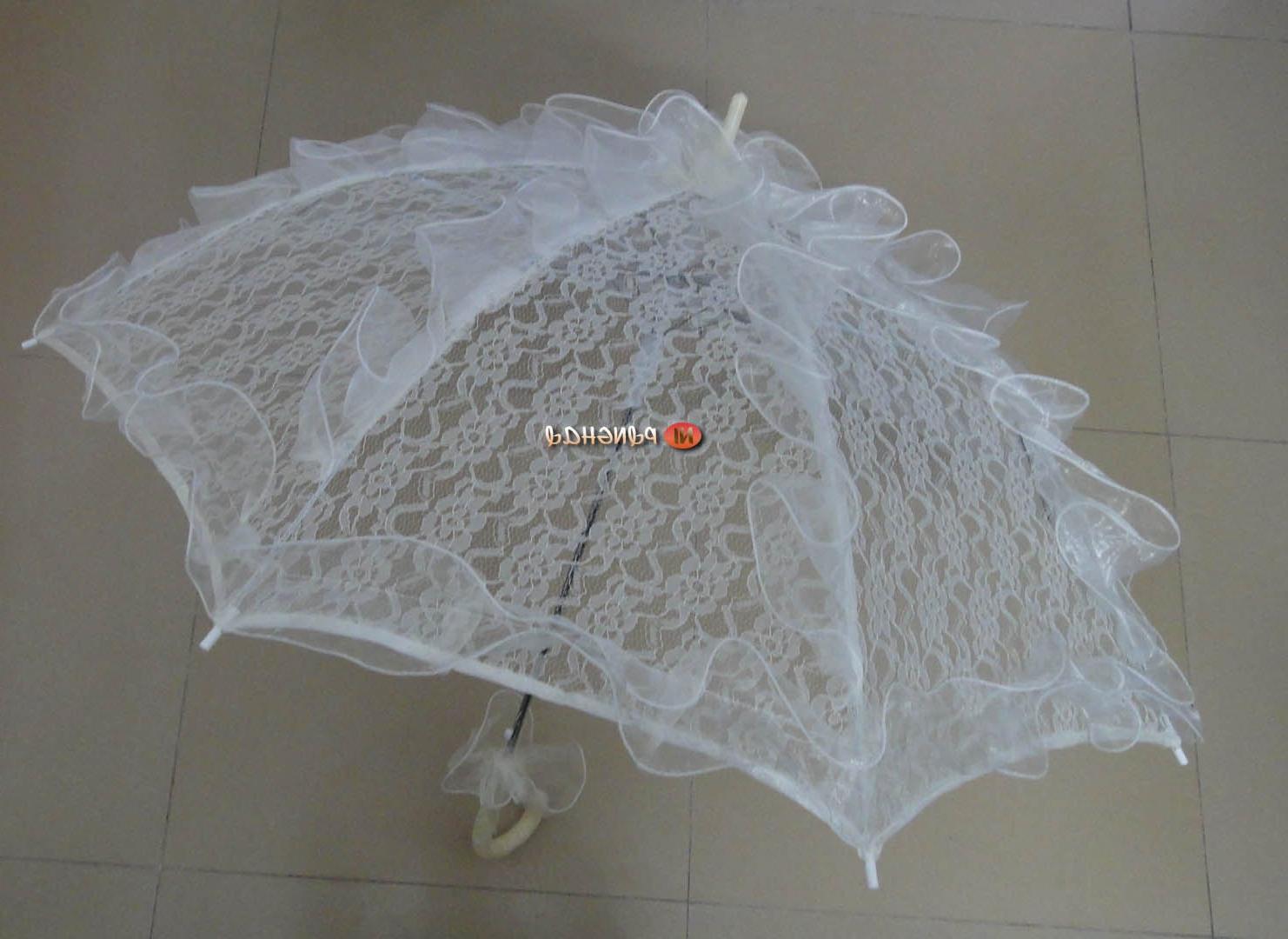 white lace umbrella wedding