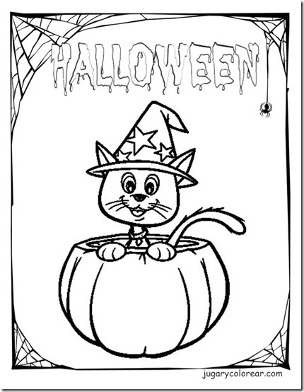 gato colorear  halloween