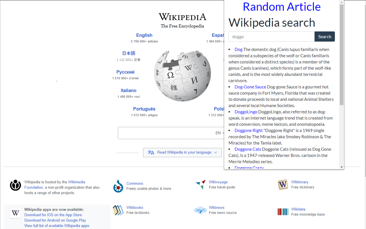 Wikipedia search Preview image 1