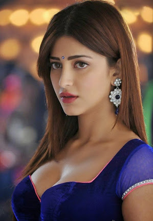 Shruti hassan Spicy boob show in Blue Bra