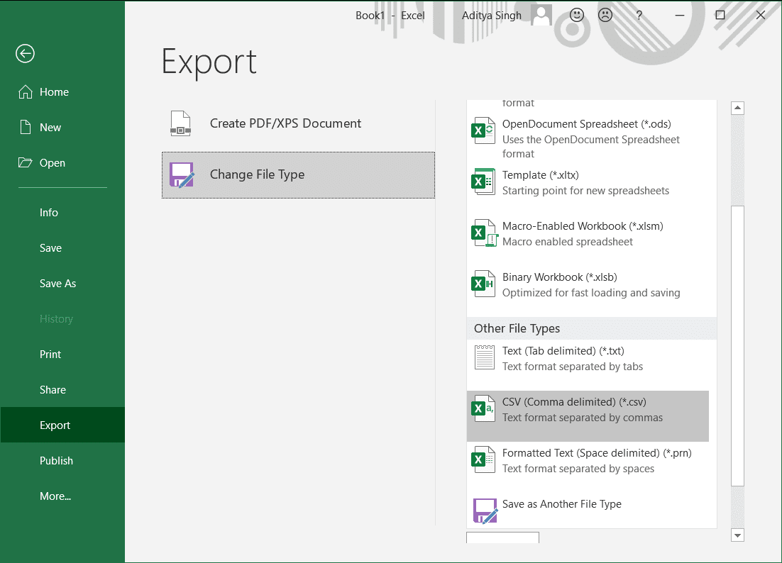 Convierta su archivo de Excel a CSV