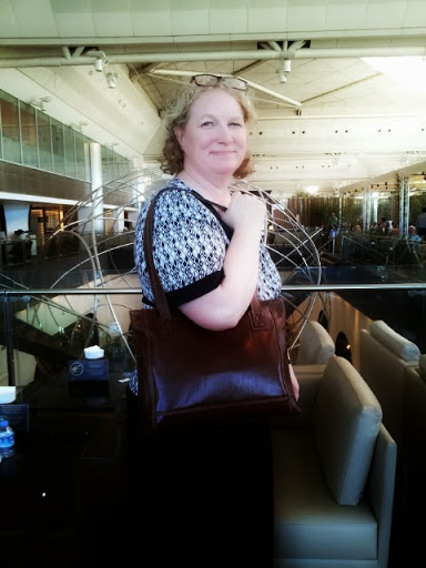 Me and my Maxwell Scott bag at Turkish Airlines CIP Lounge, Istanbul