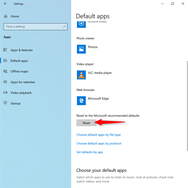 Reset de standaard apps in Windows 10 naar de standaardinstellingen van Microsoft