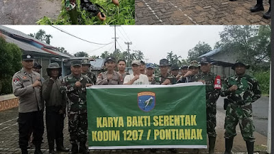 Karya Bakti TNI Wujud Nyata Pengabdian Prajurit Koramil 09/Kubu Kodim 1207/Ptk Untuk Rakyat