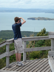 Douglas taking some pictures on the summit of Rangitoto Island