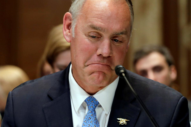 U.S. Interior Secretary Ryan Zinke testifies before a Senate Appropriations Interior, Environment, and Related Agencies Subcommittee hearing on the FY2019 funding request and budget justification for the Interior Department, on Capitol Hill in Washington, U.S., 10 May 2018. Photo: Yuri Gripas / REUTERS