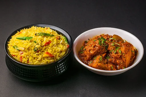 Veg Pulao With Chicken Kasha [4 Pieces]