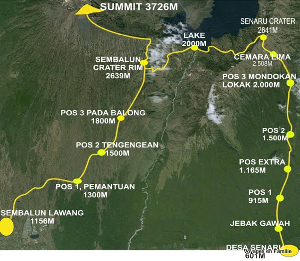 Rinjani trekking route