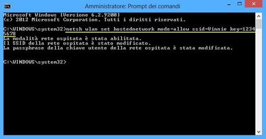 Creare hotspot wifi dal prompt dei comandi su Windows 8 e 7