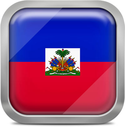 Haiti square flag with metallic frame
