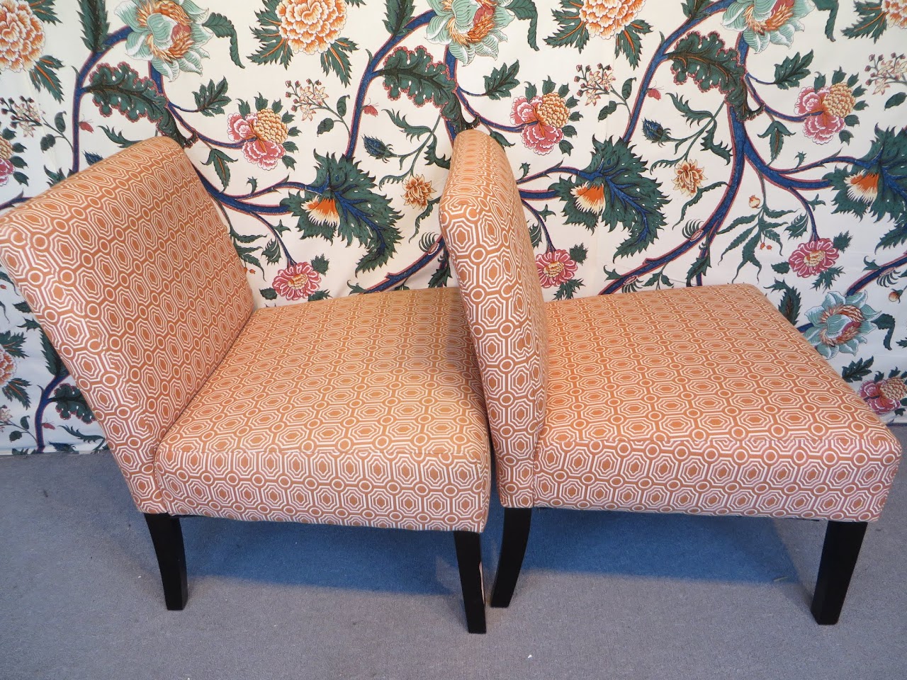 Geometric Slipper Chair Pair