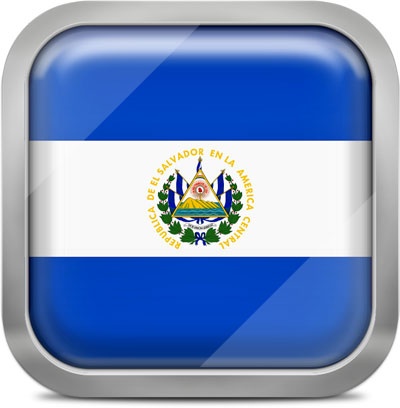 El Salvador square flag with metallic frame
