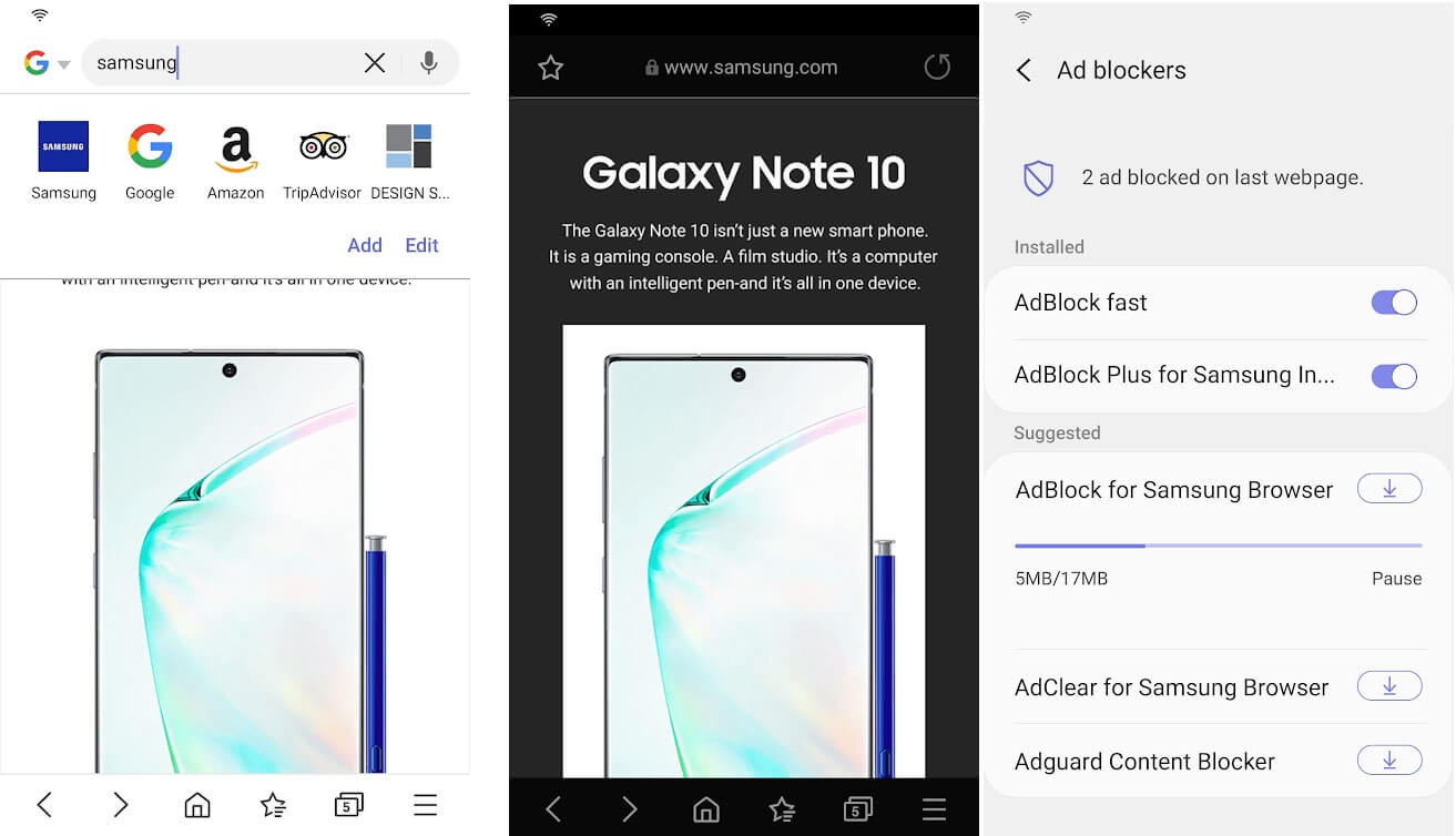 Samsung Internet Browser Beta |  Các trình duyệt Android tốt nhất để lướt Internet