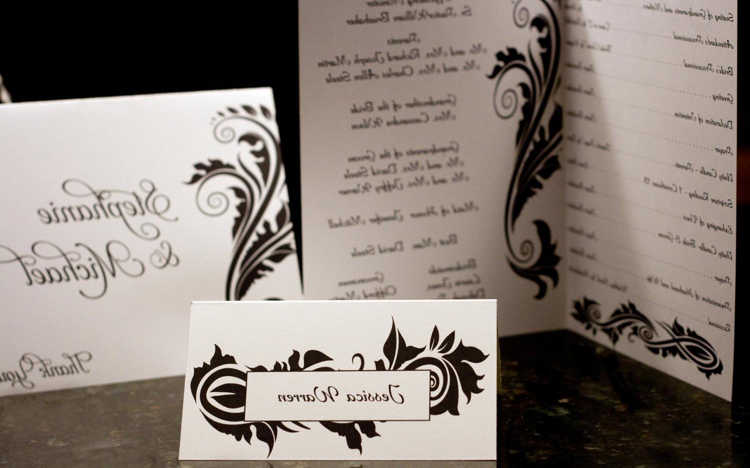 Elegant Black and White Swirl Wedding Invitation Accessories by Lemon Square