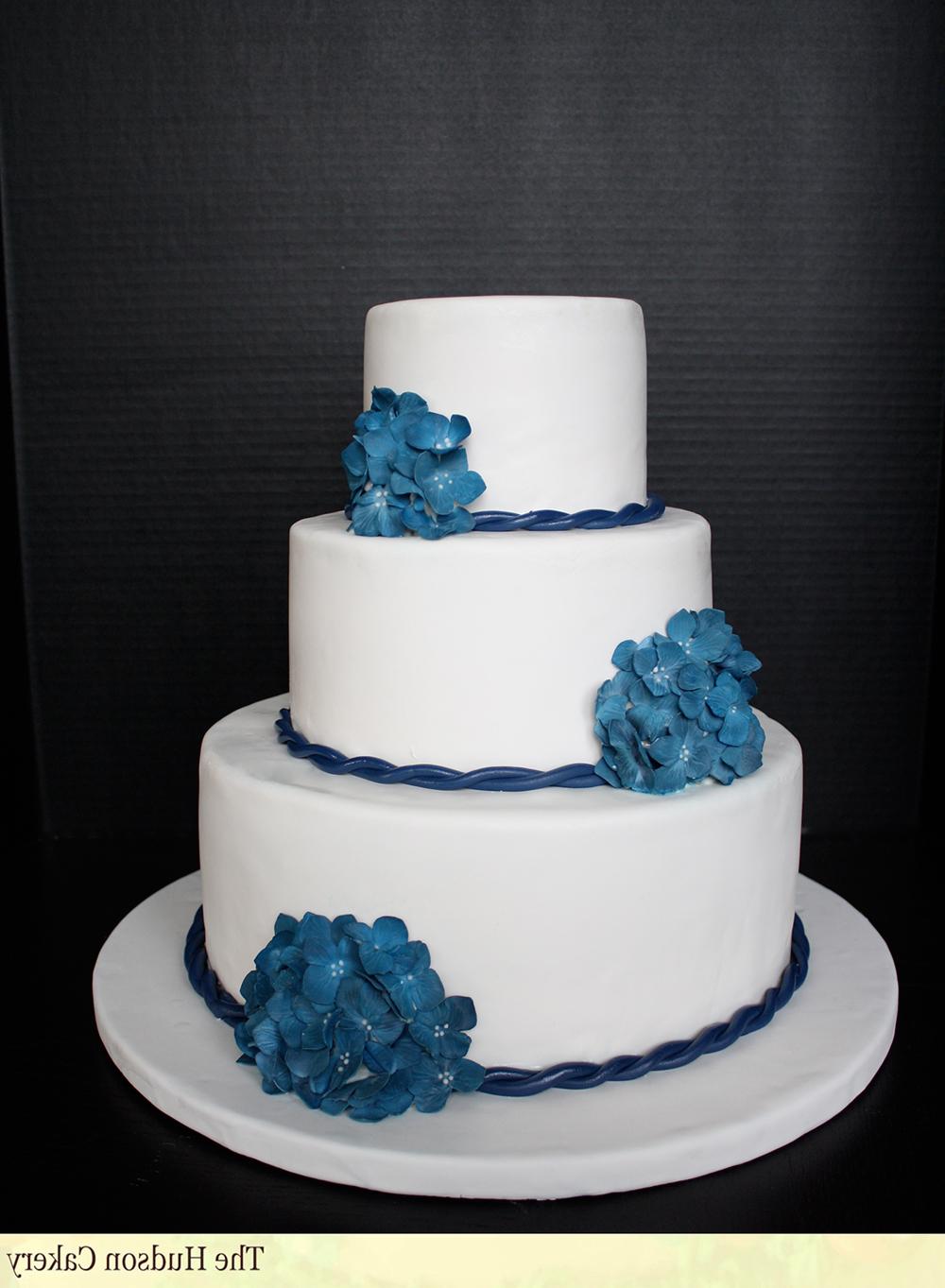 Navy Hydrangea Wedding Cake