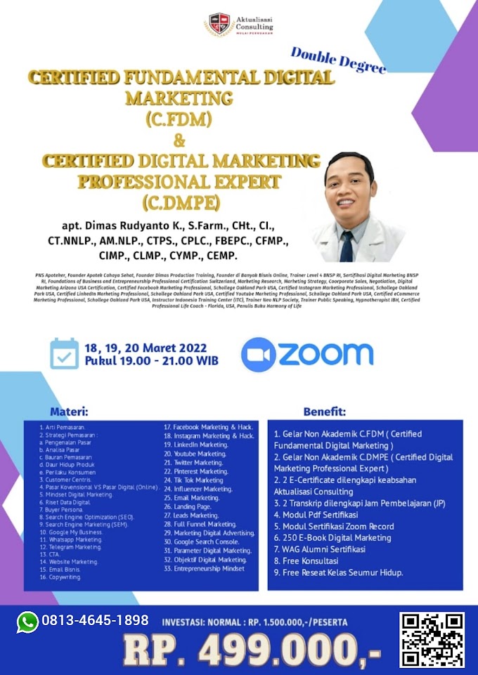 WA.0813-4645-1898 | Certified Fundamental Digital Marketing (C.FDM), Certified Digital Marketing Professional Expert (C.DMPE)