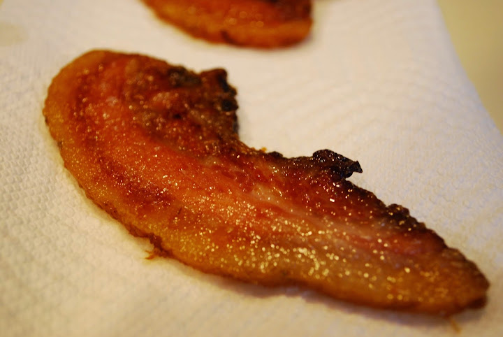 Linda Kay's Bacon (aka hog jowl). One slice and then chopped. From Farming, Friends, and Fried Bologna Sandwiches