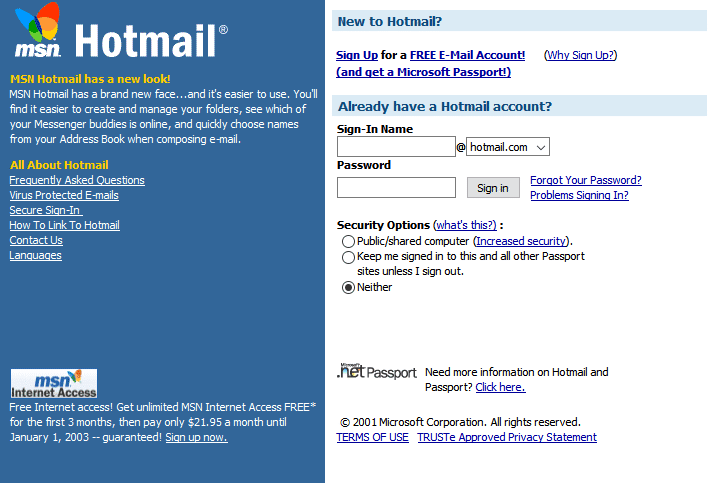 электронная почта MSN HOTMAIL