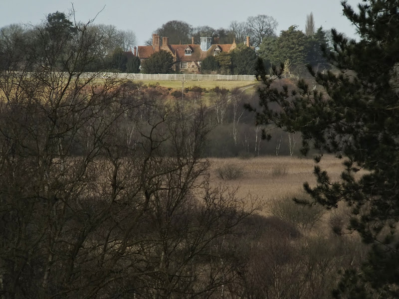 Westwood Lodge with what is thought to be the old track leading down to the marsh