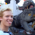 matt and dragon with our tongues out in Yokohama, Japan 