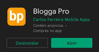 descrição da imagen, fundo preto da playstore, icone laranja do programa seguido de seu nome e fabricante, abaixo os botoes de desinstalar e de abrir. fim da descrição