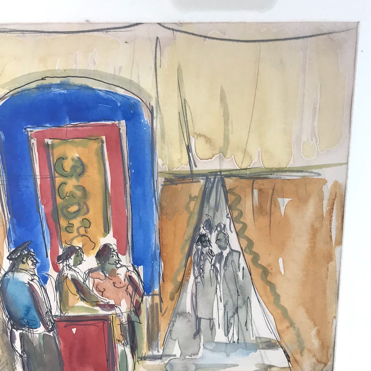 Martin Rosenthal Signed Circus Entrance Watercolor