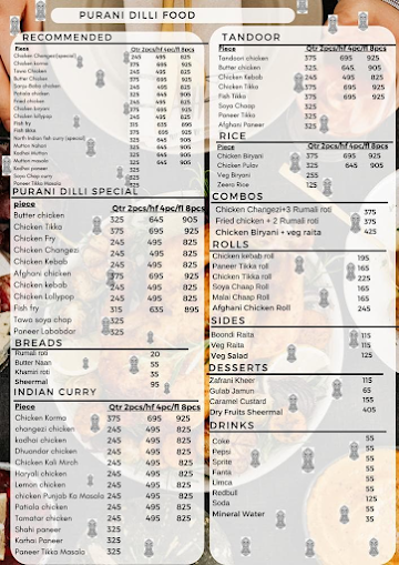 Purani Dilli Food menu 