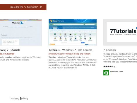 Recherche, charme, Windows 8.1, Bing