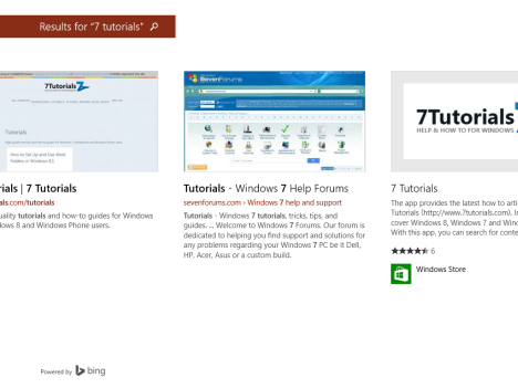 ค้นหา, เสน่ห์, Windows 8.1, Bing