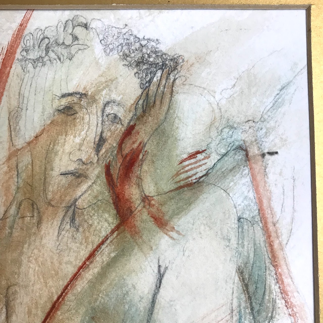 John Whitney Signed Pencil and Watercolor Drawing