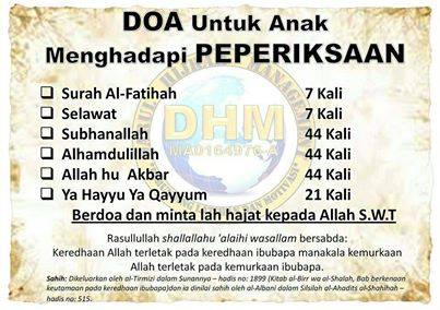 Doa dan Zikir Amalan Ketika Anak Hadapi Peperiksaan!